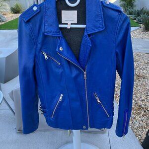 Rebecca Taylor cobalt blue leather moto jacket size 2